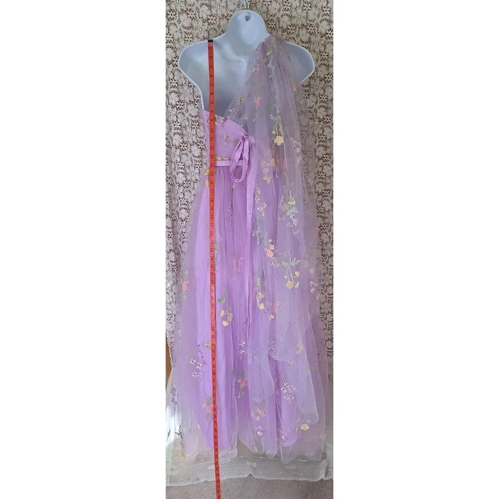 Girls Purple Fairy Dress 14 Maxi Floral Corset One Shoulder Special Event NWT